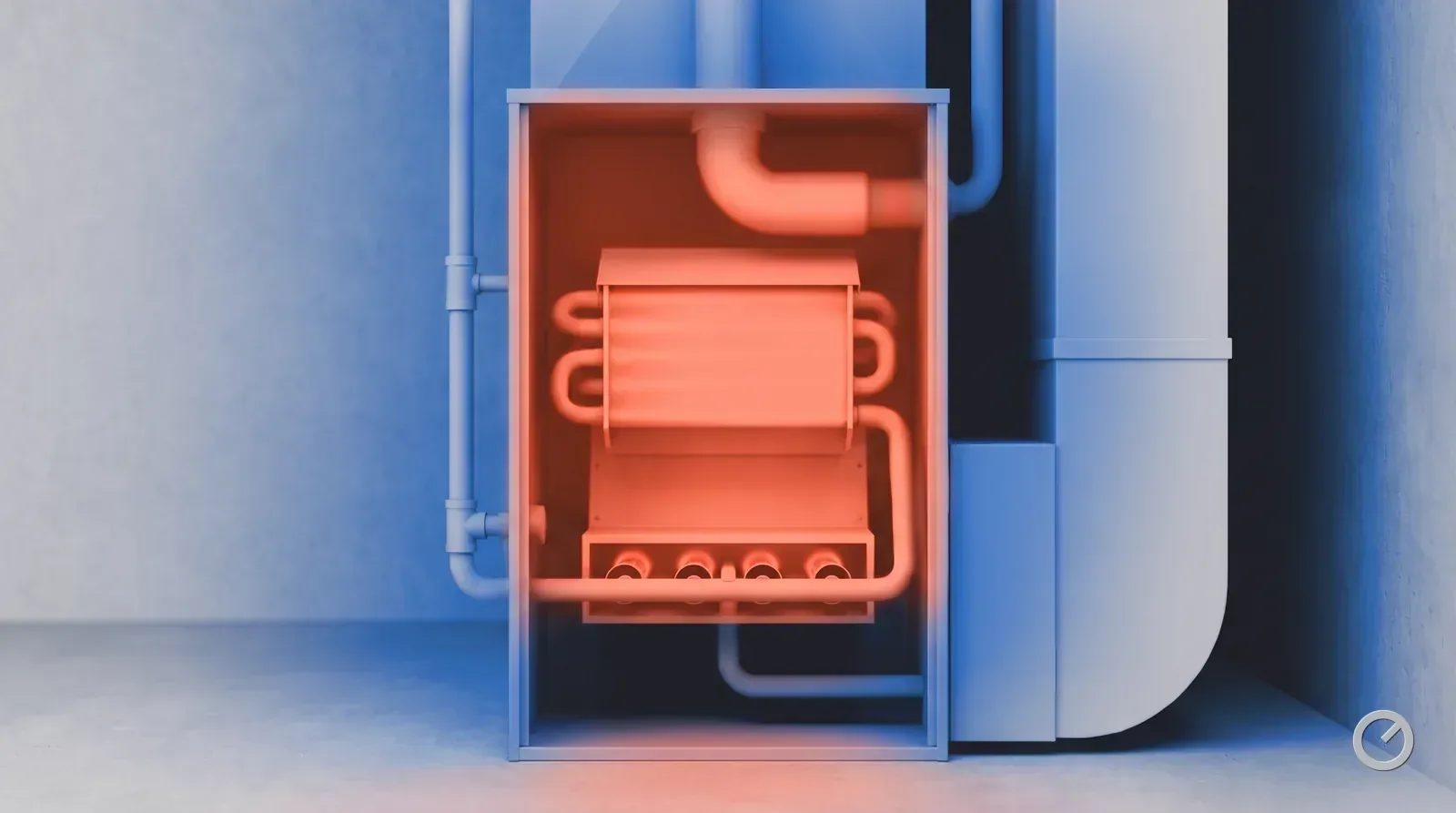 Thermal-toned gas furnace with a glowing heat exchanger