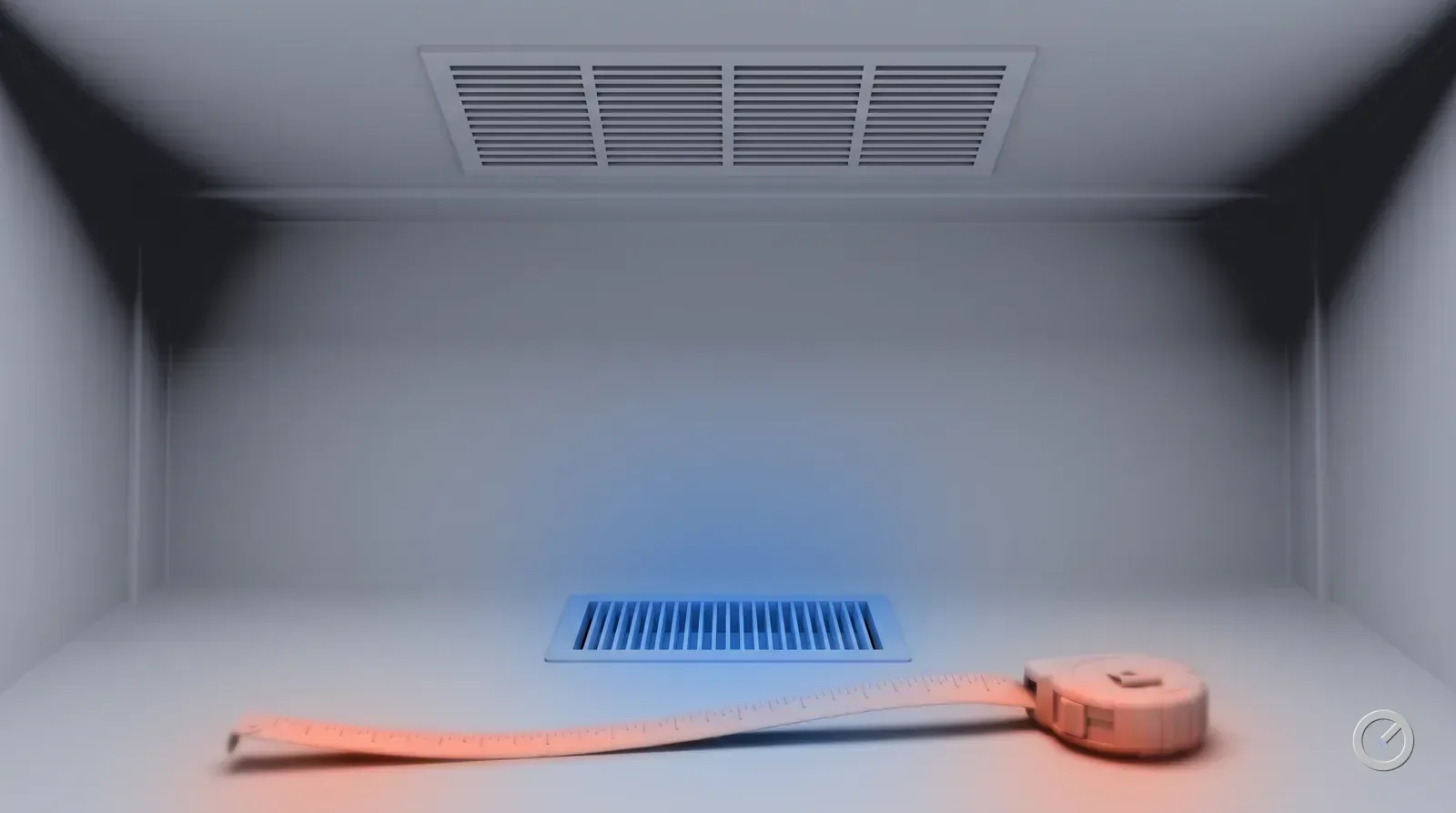 Thermal-toned room showing supply and return airflow