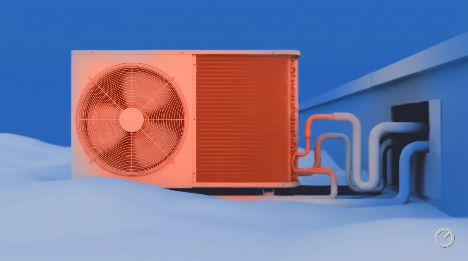 Thermal-toned heat pump in snow