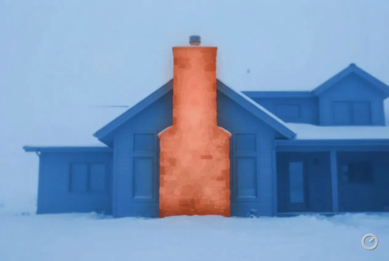 Thermal-toned house at altitude with a warm chimney