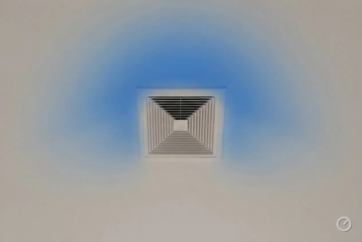 Thermal-toned ceiling diffuser throwing cool air