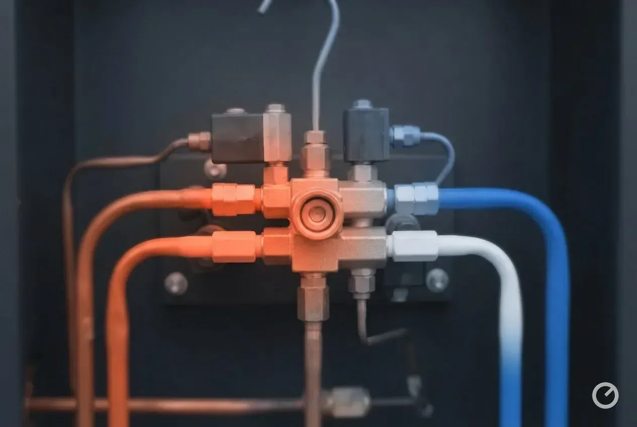 Thermal-toned reversing valve on split lines