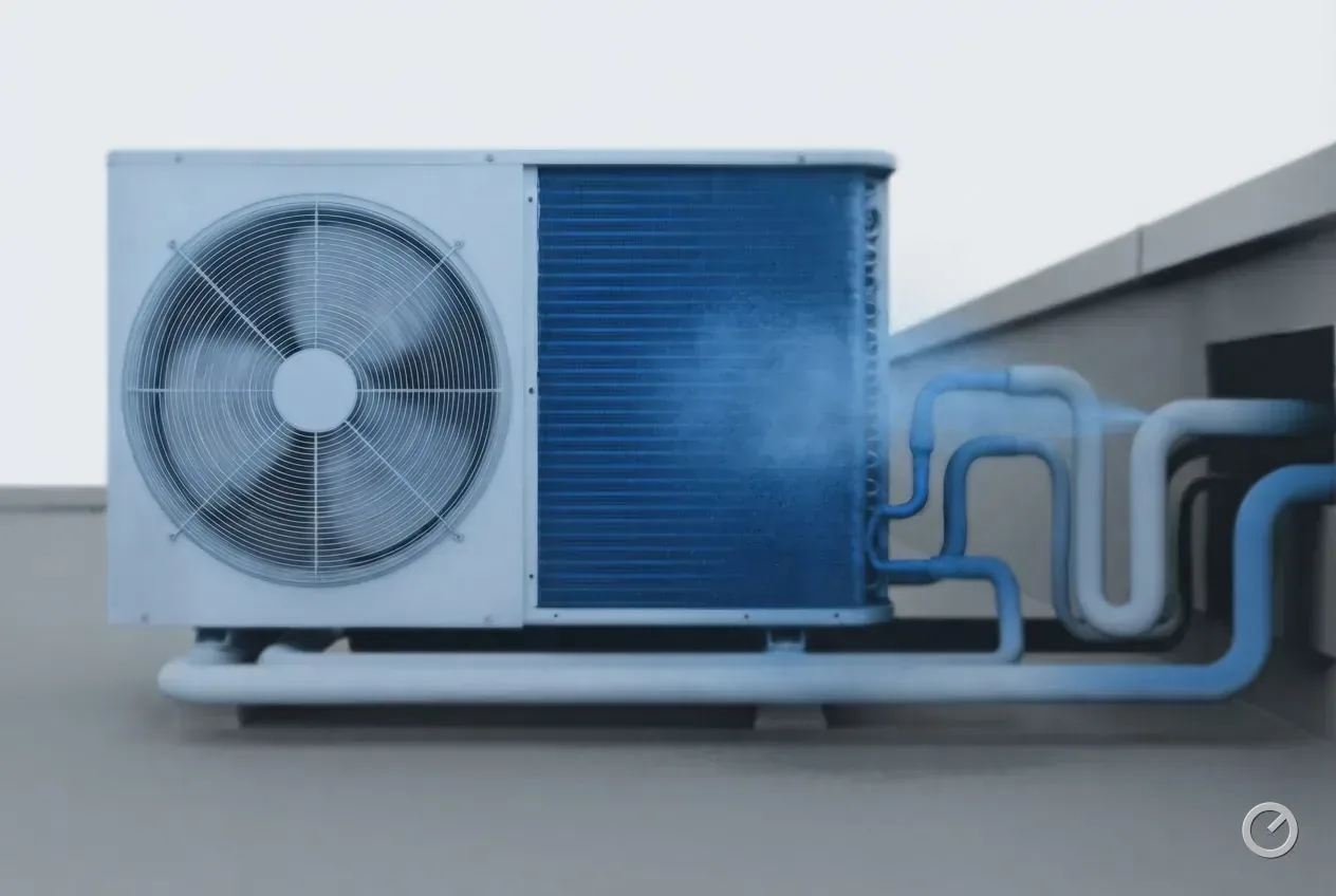 Thermal-toned condenser coil being rinsed