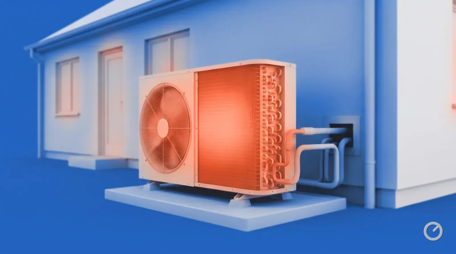 Thermal-toned new heat pump outside a house