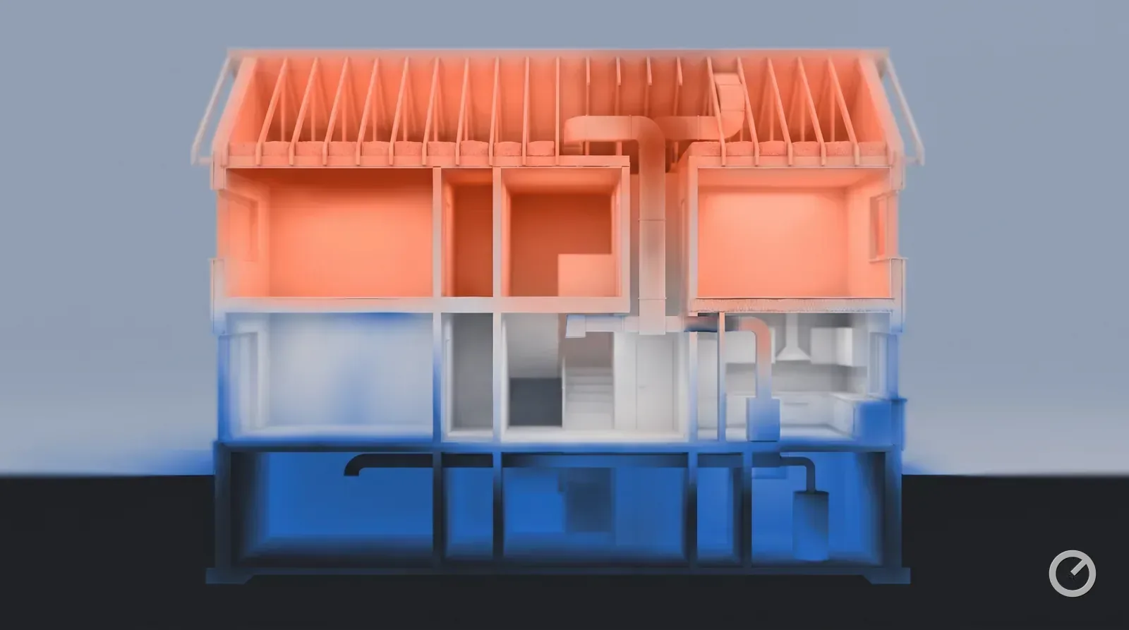 Thermal-toned section of a house at two temperatures