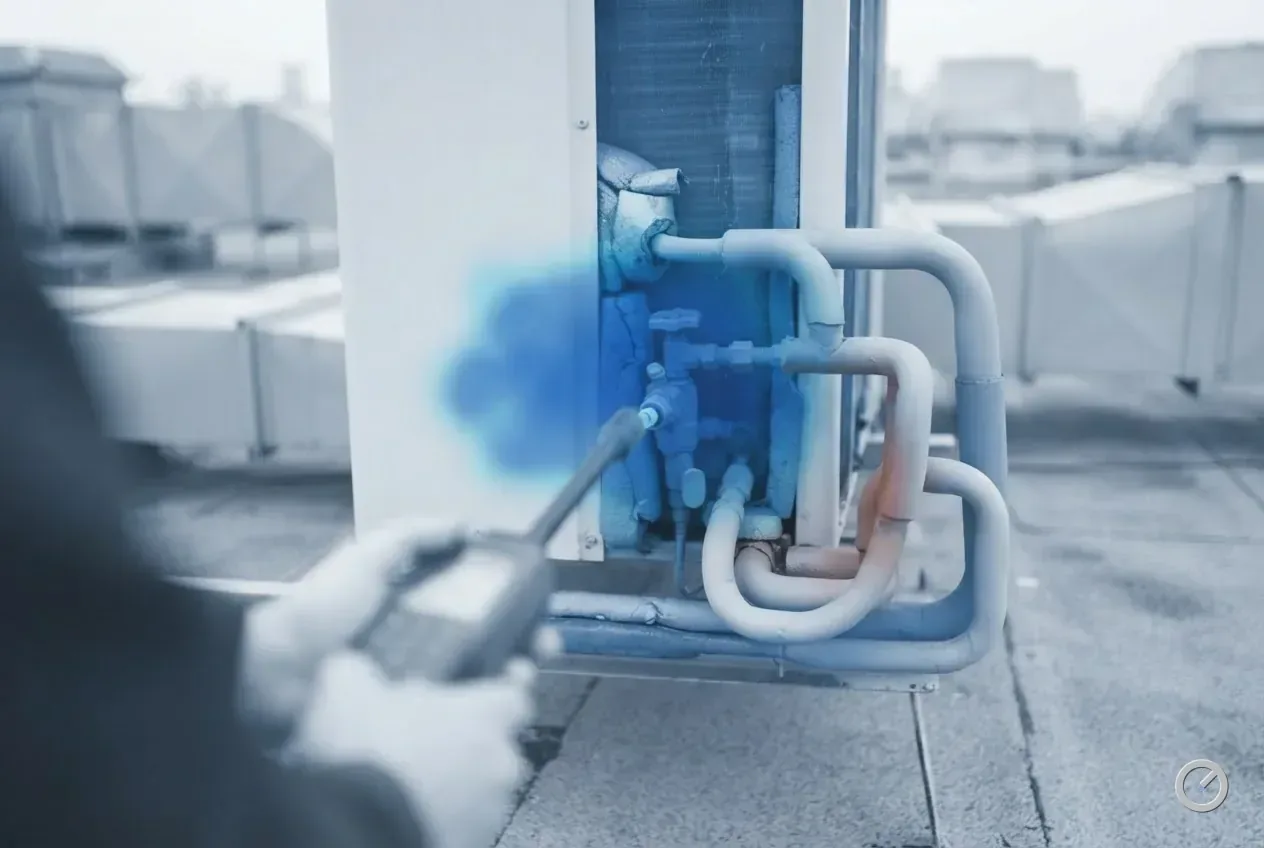 Thermal-toned leak detector at a service valve