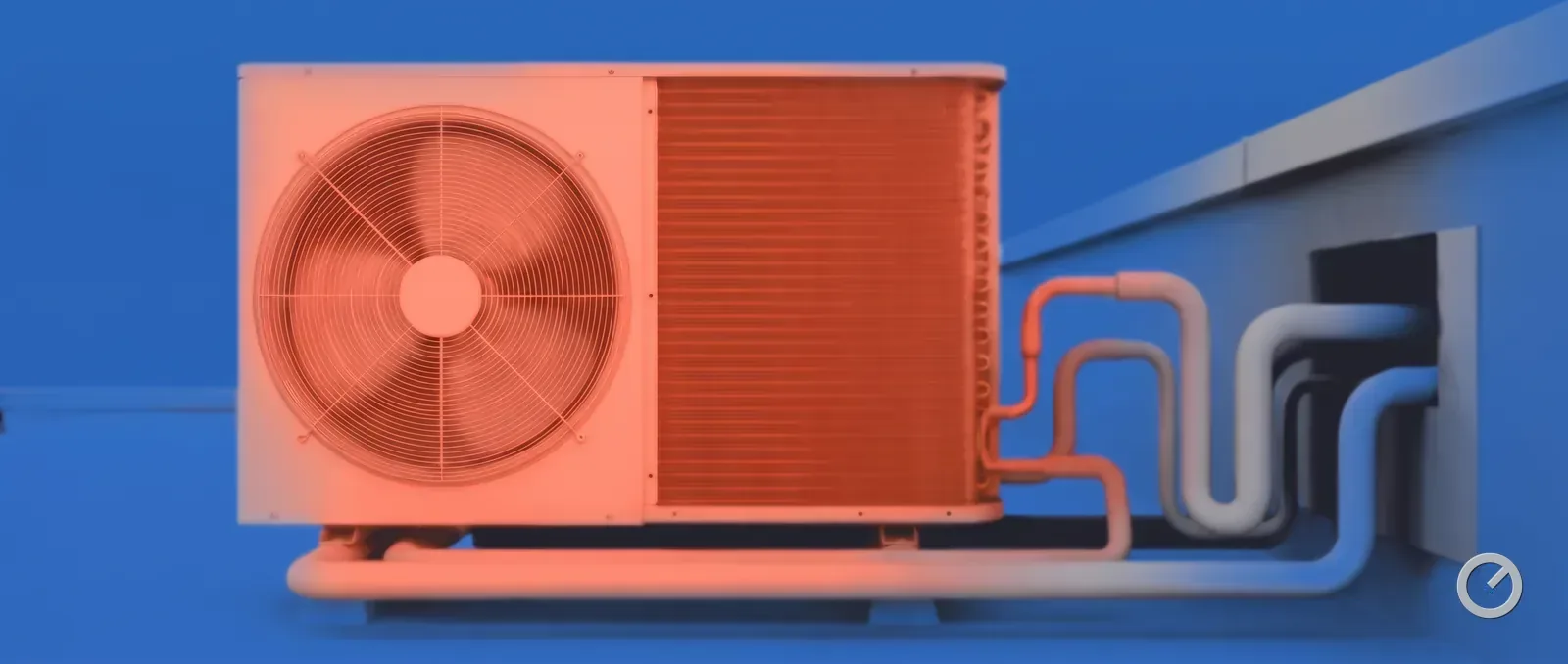 Thermal-toned view of a rooftop condenser unit at dusk