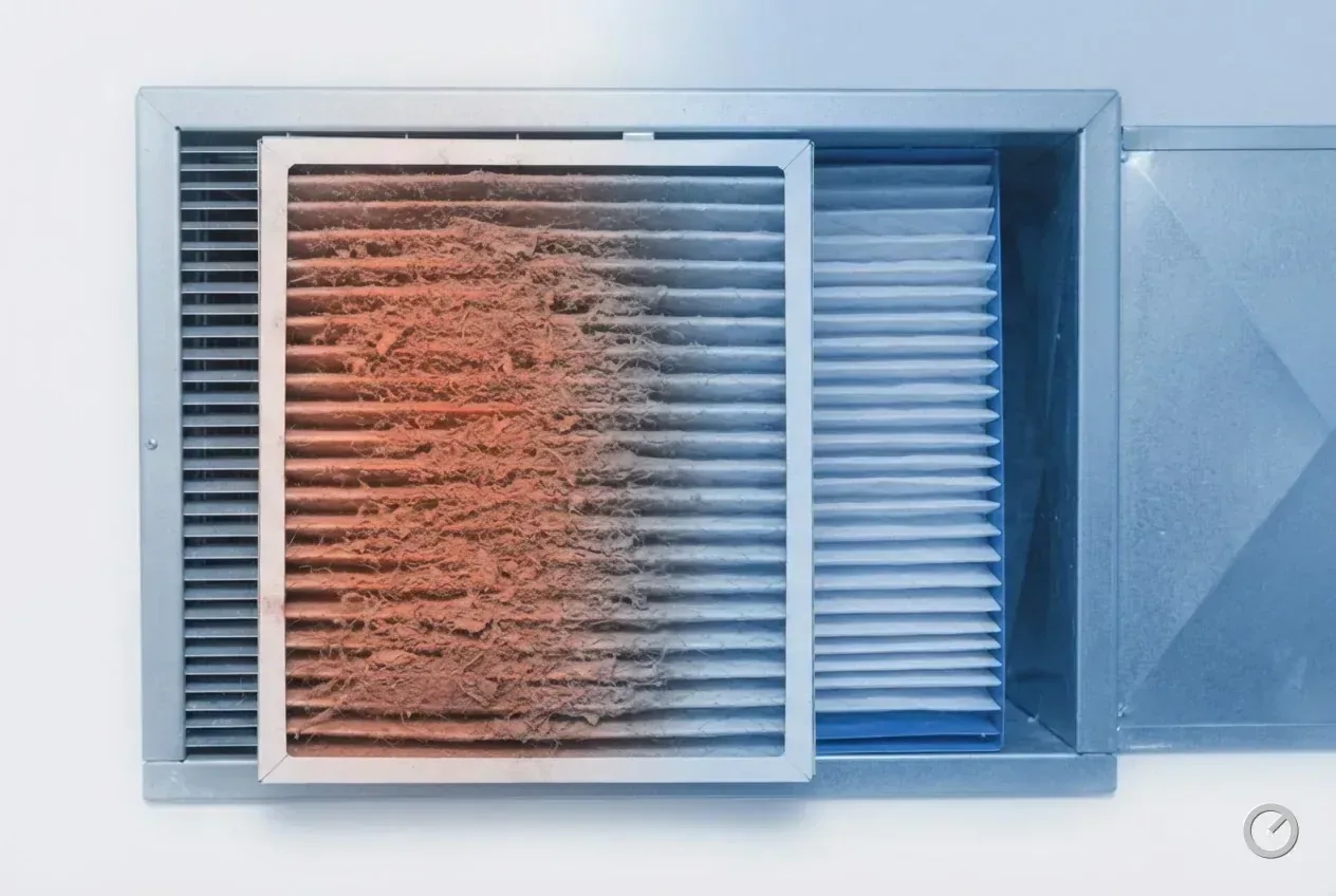 Thermal-toned pleated filter in a return grille