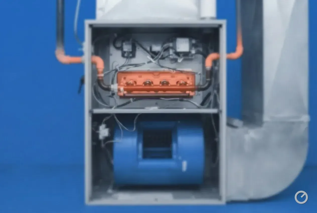 Thermal-toned furnace with warm burners and a cool blower