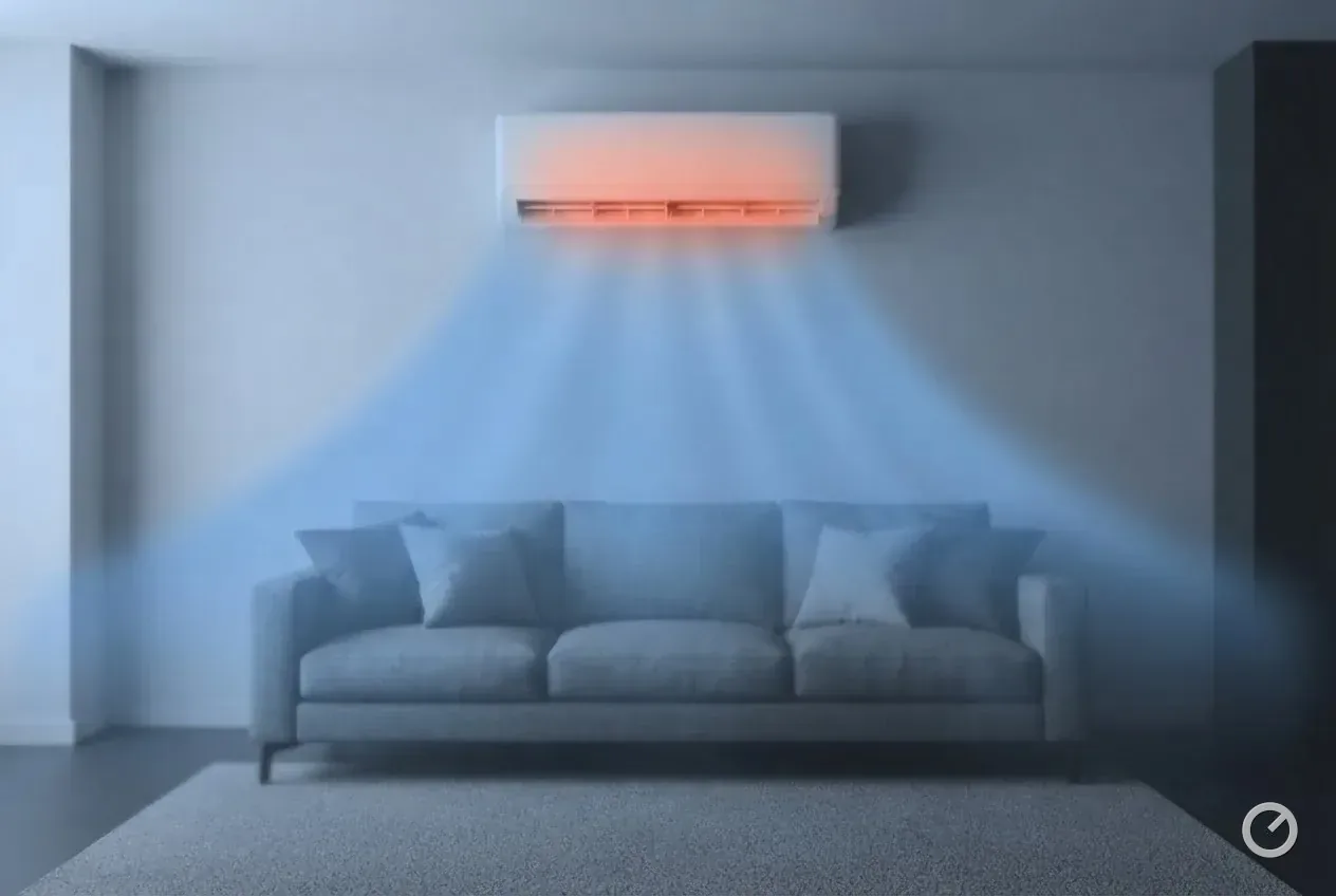 Thermal-toned ductless head cooling a room